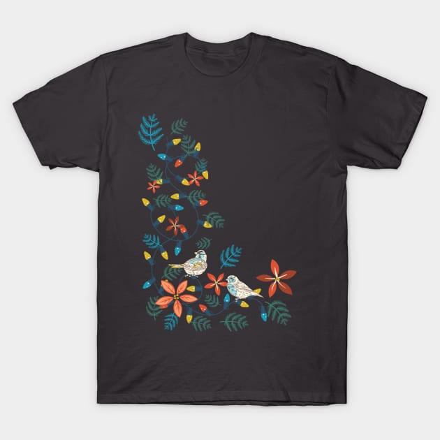 Tangled Lights with Birds T-Shirt by SWON Design